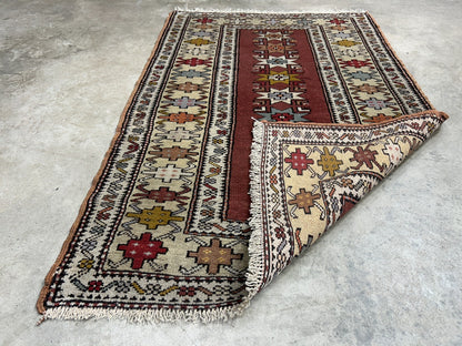 3'x5' Antique Hand-Knotted 100% Wool Pile Caucasian Area Rug - Carpet