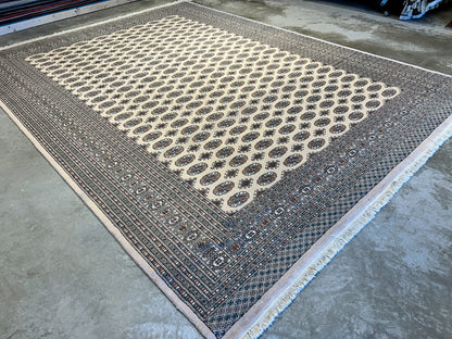 9'3"x12'6" Hand-Knotted 100% Wool Pile Bokhara Rug