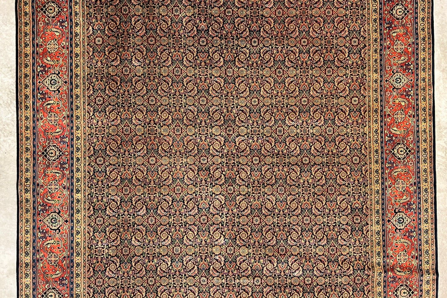 9'x12' Fine Hand-Knotted 100% Wool Pile Herati Design Carpet - Area Rug