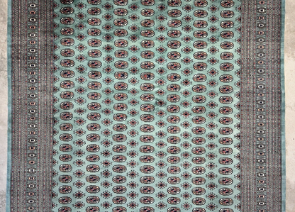 9'2"x12'2" Hand-Knotted 100% Wool Pile Bokhara Design Carpet - Area Rug