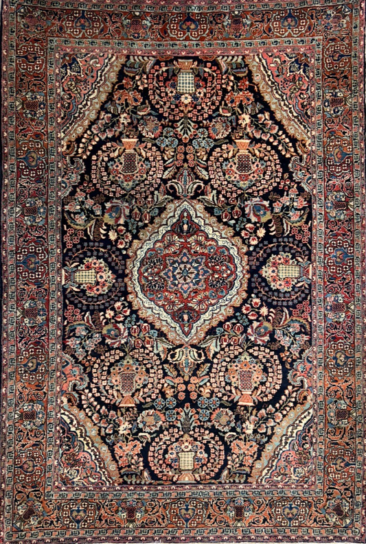 4'8"x7' Antique Hand-Knotted 100% Wool Pile Josane Area Rug - Carpet