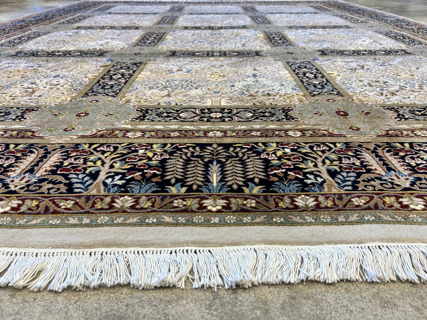 9'2"x12'4" Fine Hand-Knotted 100% Wool Pile Floral Carpet - Area Rug