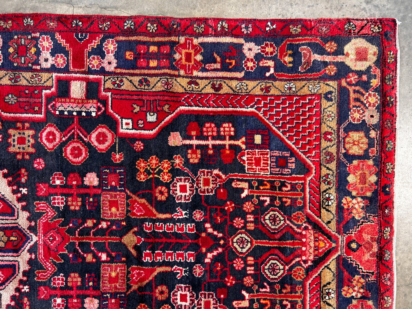 5'0" x 9'5" Hand-Knotted 100% Lamb Wool Pile Hamadane Area Rug- Carpet