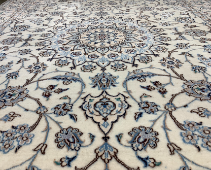 4'x6'4" Fine Hand-Knotted Wool & Silk Blend Naine Carpet - Area Rug
