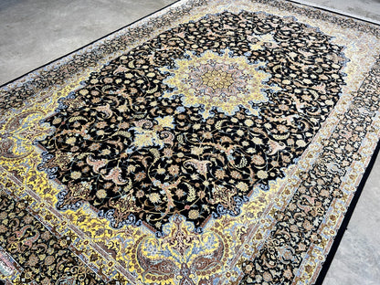 6'6"x10' Exquisite Hand-Knotted 100% Silk Qume Rug