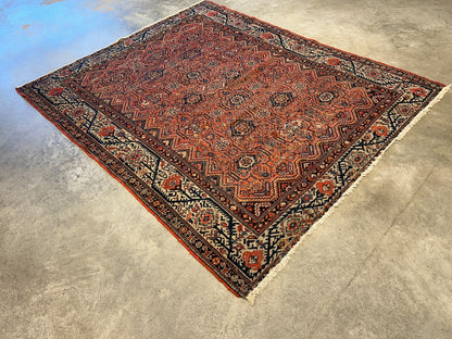 5'1"x6'1" Antique Hand-Knotted 100% Wool Pile Sennehe Area Rug - Carpet