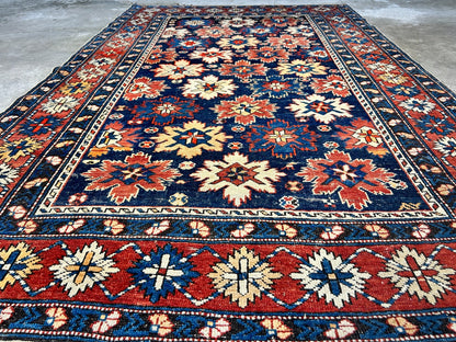Collector Item -  4'x6'3" Antique Hand-Knotted 100% Wool Pile Kazak Rug