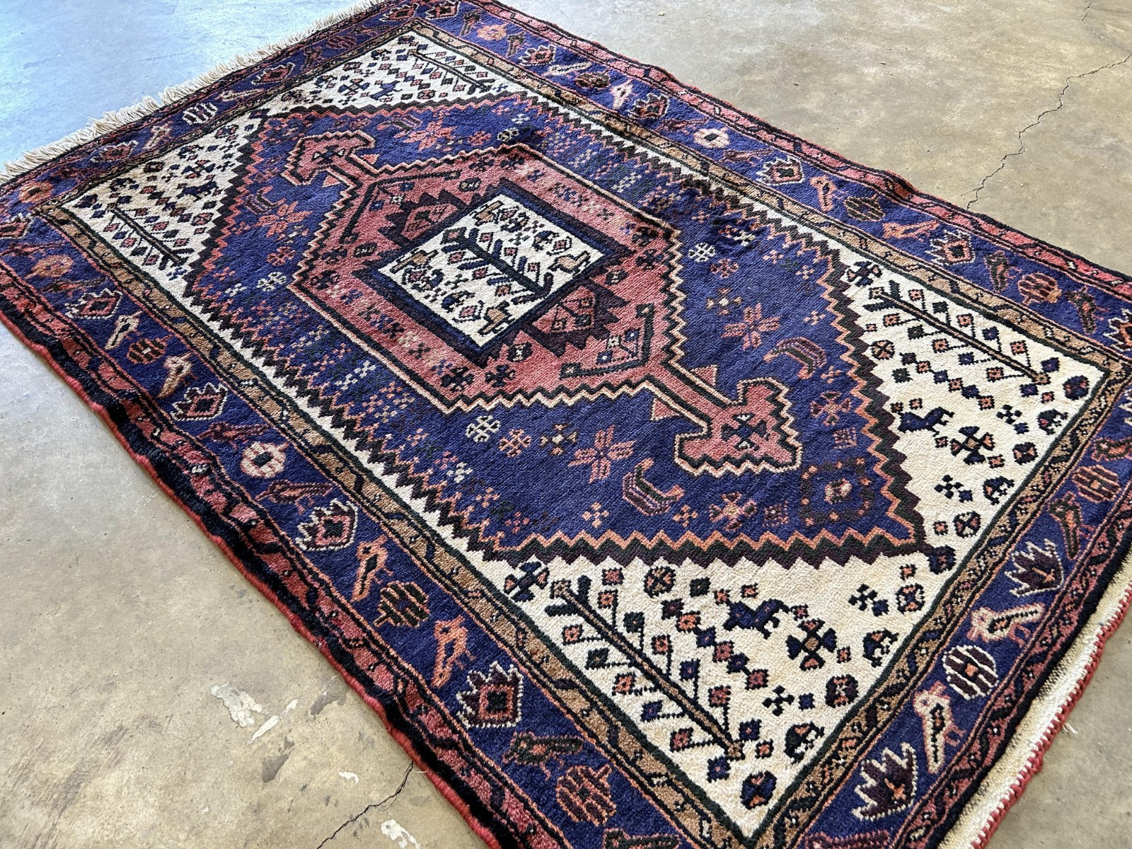 3'4"x5' Hand-Knotted 100% Wool Pile Herize Area Rug - Carpet