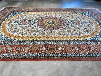 7'3"x10'7" Exquisite Extra-Fine Hand-Knotted 100% Silk Qume Carpet - Area Rug