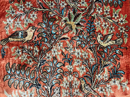3'3"x5'7" Exquisite Fine Hand-Knotted 100% Silk Tree of Life Area Rug