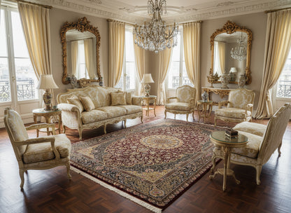 6'5"x9'10" Exquisite Hand-Knotted 100% Silk Qume Rug