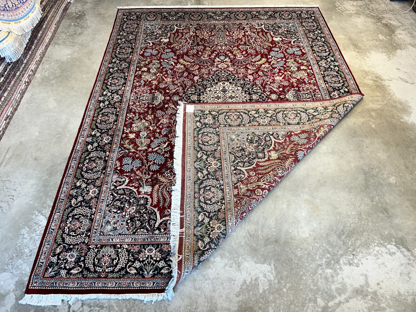 9'1"x12'4" Hand-Knotted 100% Wool Pile Oriental Rug