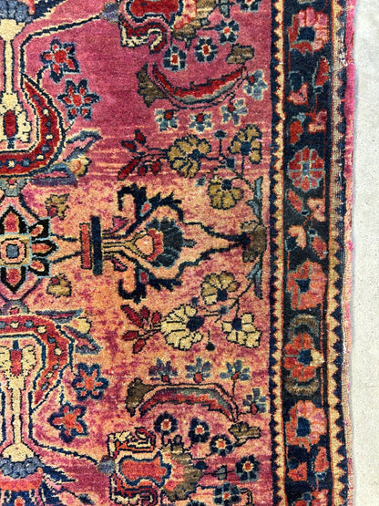 2'7"x4'10" Antique Hand-Knotted 100% Wool Pile Sarouke Area Rug - Carpet