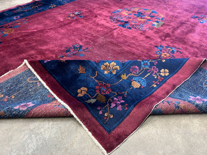 9'x12' Collector Antique Hand-Knotted 100% Wool Pile Art Deco Nichols Rug