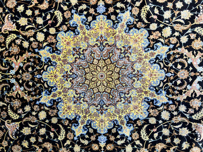 6'6"x10' Exquisite Hand-Knotted 100% Silk Qume Rug