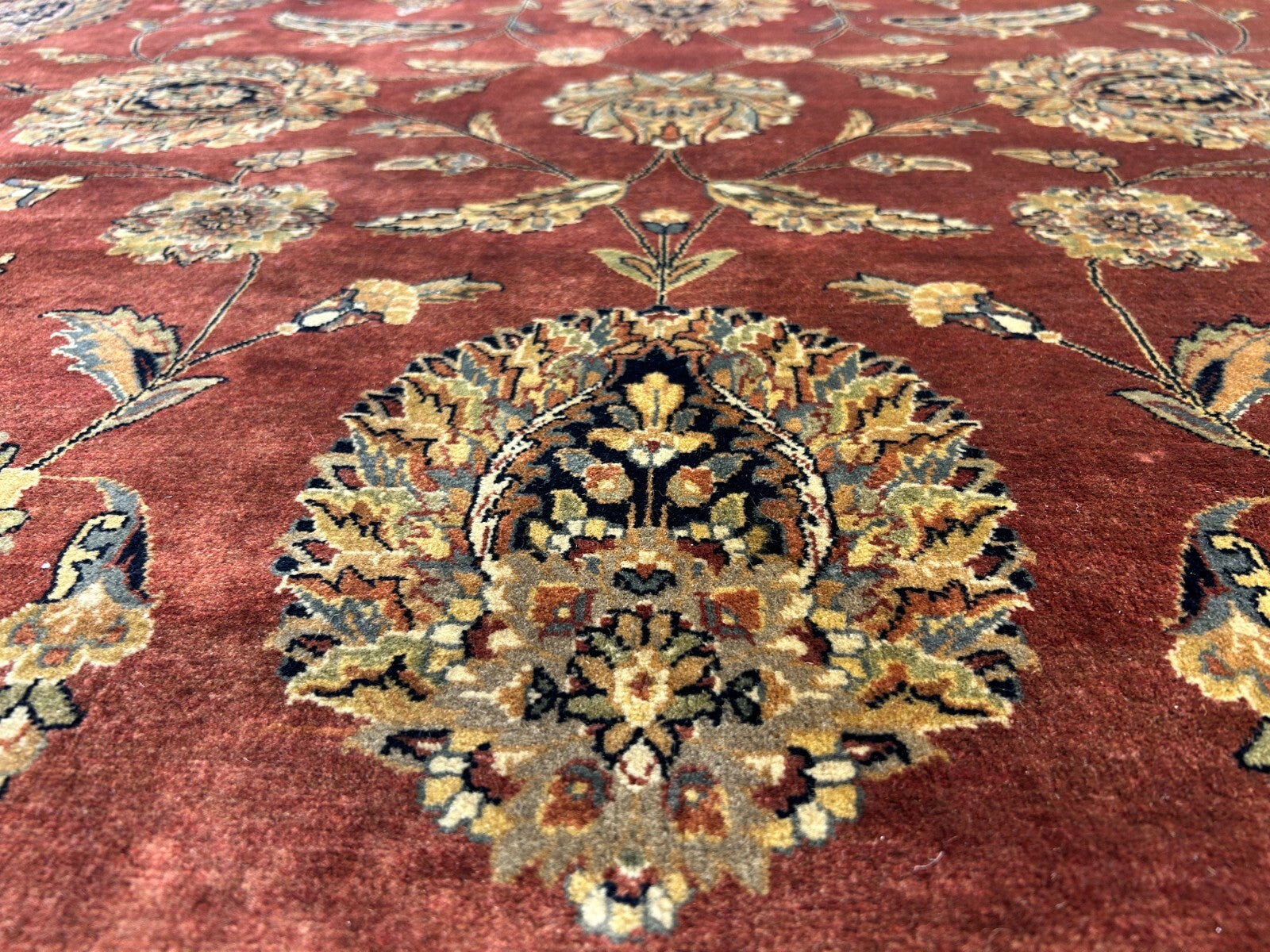 8'10"x12'3" Hand-Knotted 100% Wool Pile Indian Rug