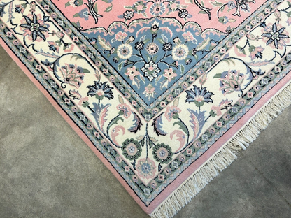 6'2"x8'10" Hand-Knotted 100% Wool Pile Tabrize Design Carpet - Area Rug