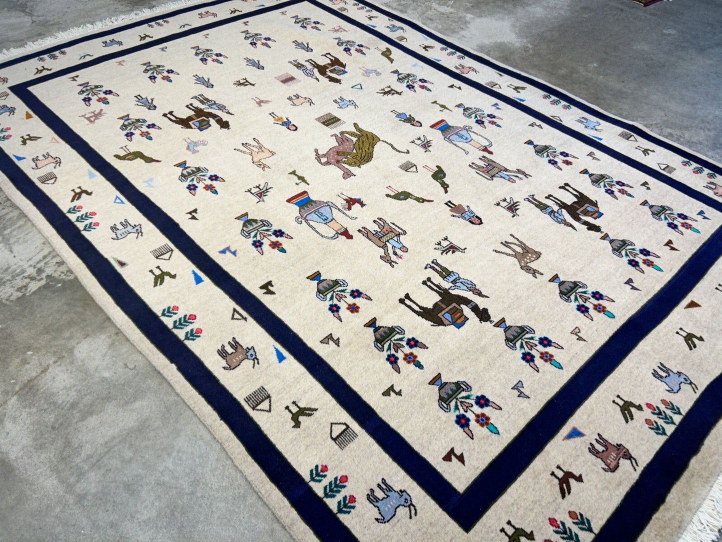 6'3"x9'4" Hand-Knotted 100% Wool Pile Gabeh Carpet - Area Rug
