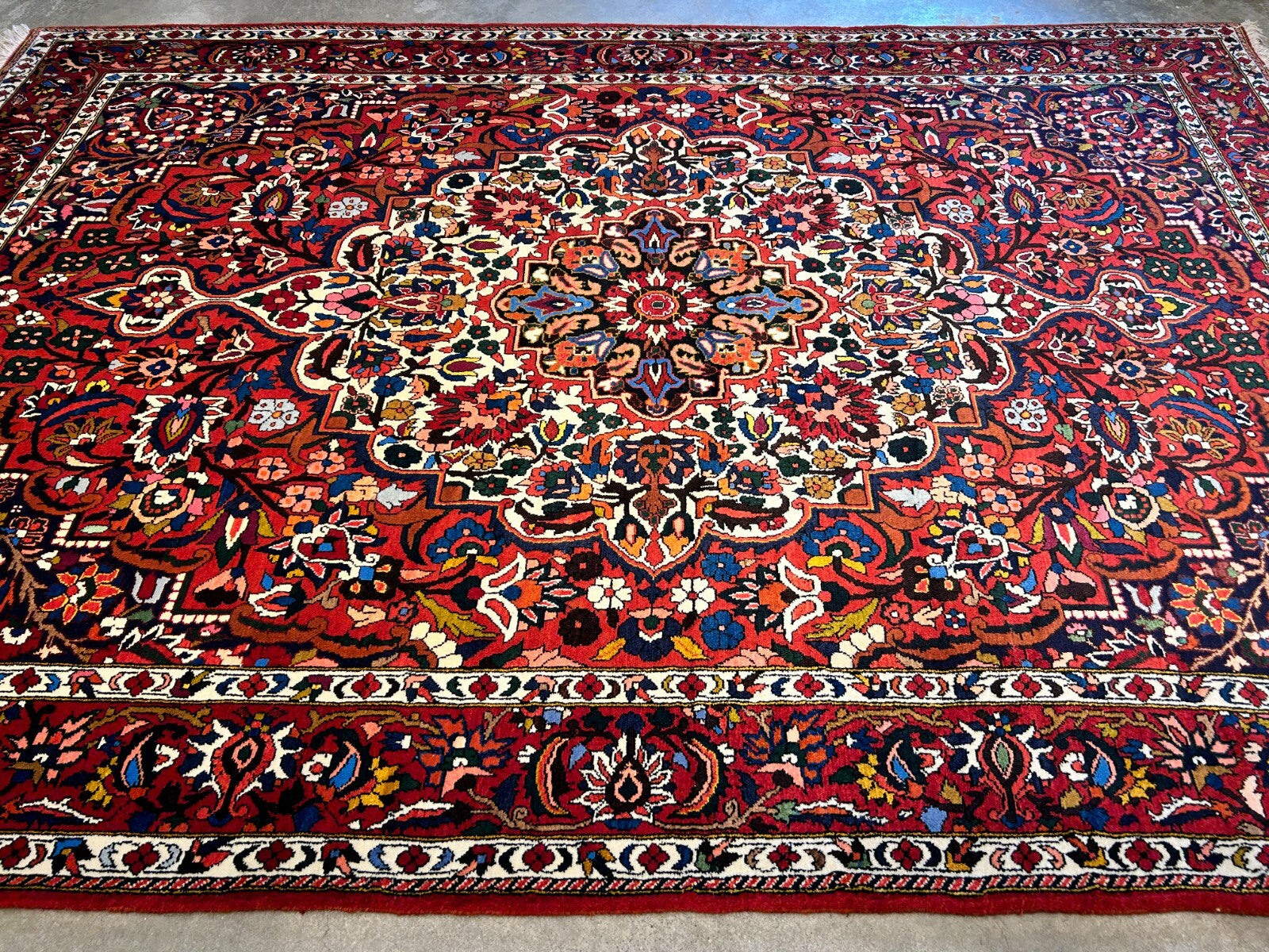 6'11"x9'8" Hand-Knotted 100% Wool Pile Bakhtiarie Carpet - Area Rug