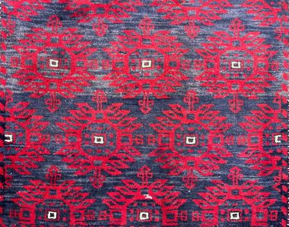 3'8"x6'7" Hand-Knotted 100% Wool Pile Balouchi Area Rug - Carpet