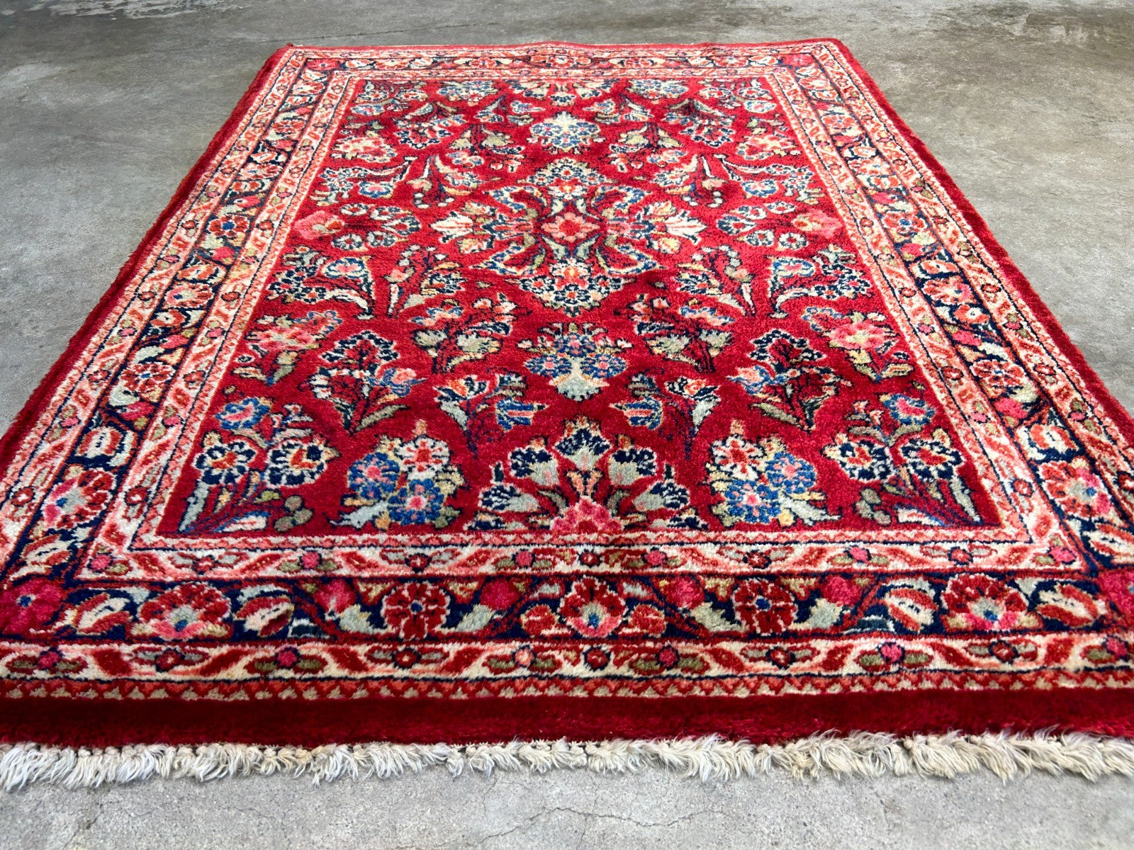 3'1"x4'1" Rare Size Antique Hand-Knotted 100% Wool Pile Sarouke Rug