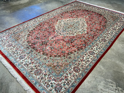 6'5"x9'5" Exquisite Hand-Knotted 100% Silk Qume Rug