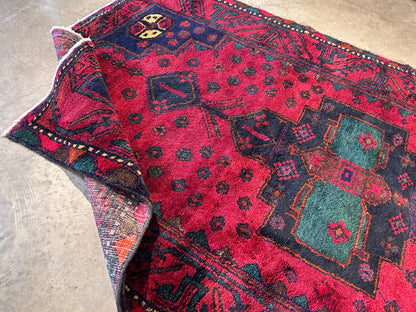 4'10" x 8'10" Hand-Knotted 100% Wool Pile Hamadane Area Rug - Carpet