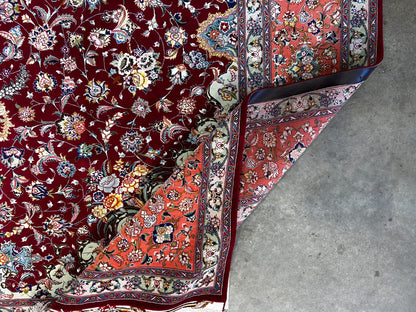 8'x11'7" Extra-Fine 70 Line Silk Foundation Hand-Knotted Wool & Silk Tabrize Rug