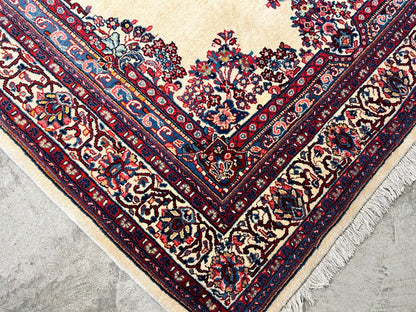 6'3"x9'5" Hand-Knotted 100% Wool Pile Sarouke Carpet - Area Rug