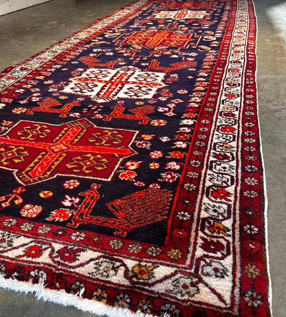 3'7" x 10'7'' Hand-Knotted 100% Lamb Wool Pile Goravane Area Rug