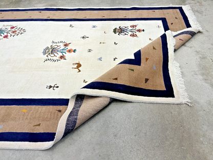 6'4"x9'9" Hand-Knotted 100% Wool Pile Gabeh Carpet - Area Rug