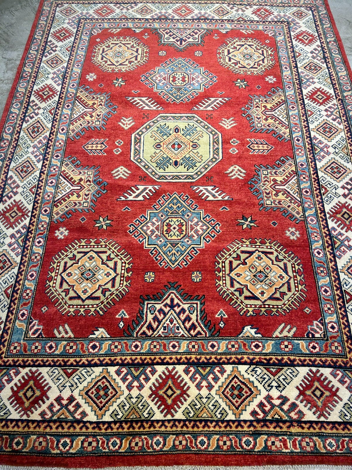 5'7"x7'10" Hand-Knotted 100% Wool Carpet - Fine Kazak Area Rug
