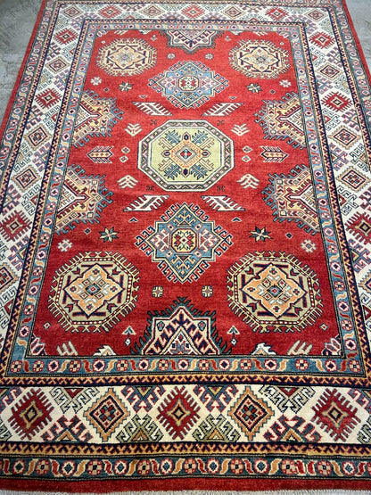 5'7"x7'10" Hand-Knotted 100% Wool Carpet - Fine Kazak Area Rug