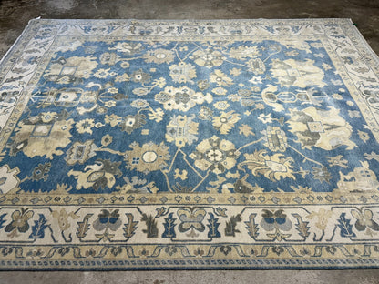 9'1"x12'2" Hand-Knotted 100% Wool Pile Oushak Rug