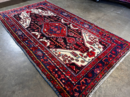 5'2" x 9'2'' Hand-Knotted 100% Lamb Wool Pile Nahavande Area Rug - Carpet