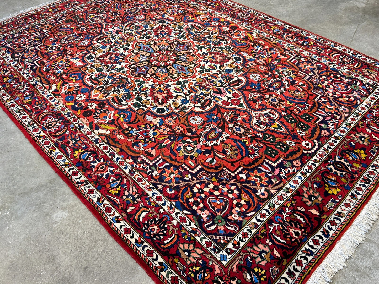 6'11"x9'8" Hand-Knotted 100% Wool Pile Bakhtiarie Carpet - Area Rug