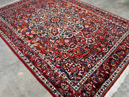 6'11"x9'8" Hand-Knotted 100% Wool Pile Bakhtiarie Carpet - Area Rug