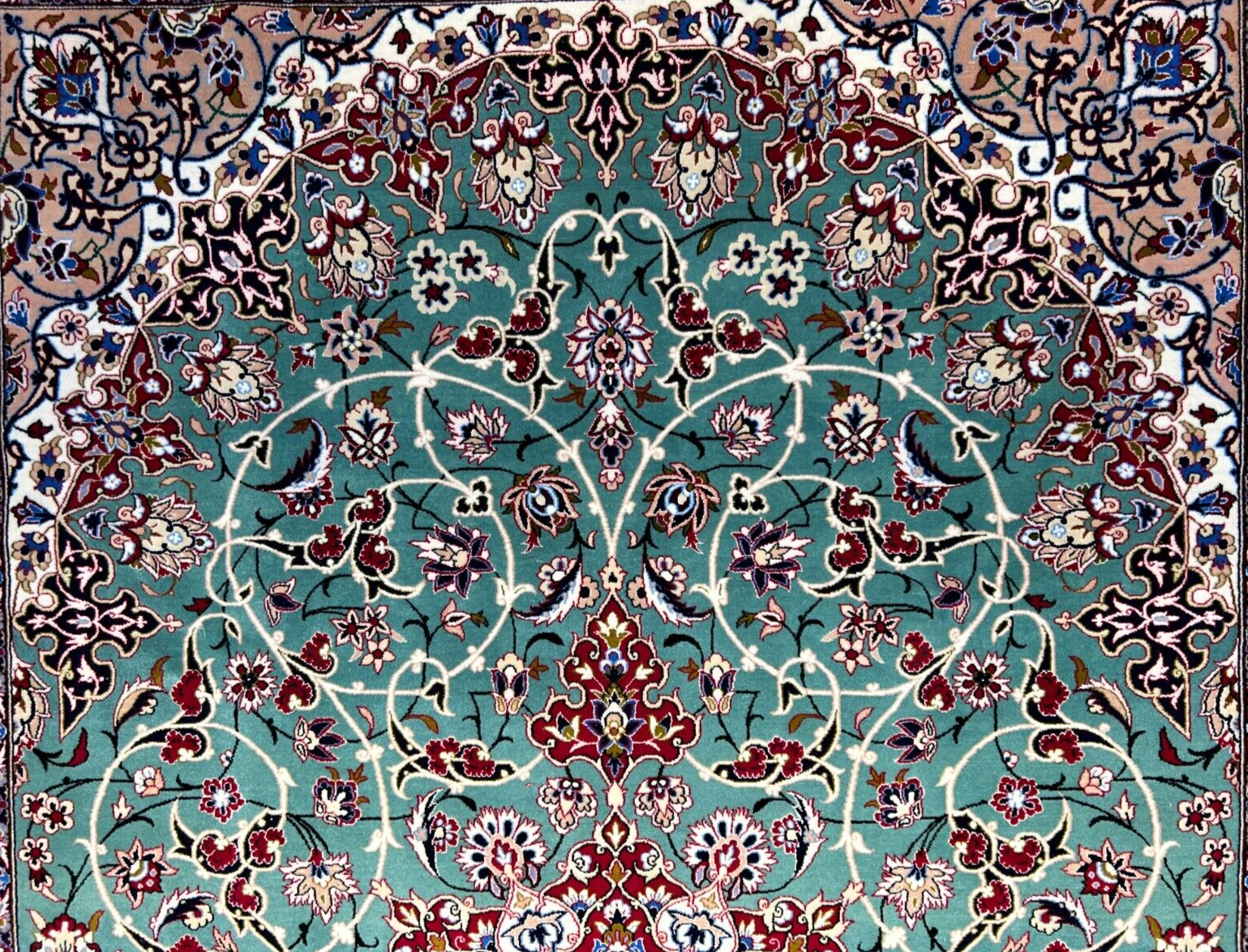 6'9"x10' Extra-Fine Hand-Knotted Wool & Silk Blend Isfahane Area Rug - Signed