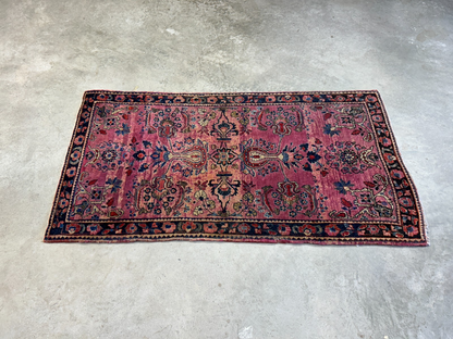 2'7"x4'10" Antique Hand-Knotted 100% Wool Pile Sarouke Area Rug - Carpet