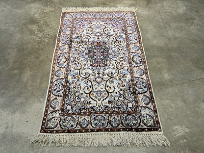3'x5' Hand-Knotted 100% Kashmiri Silk Oriental Rug
