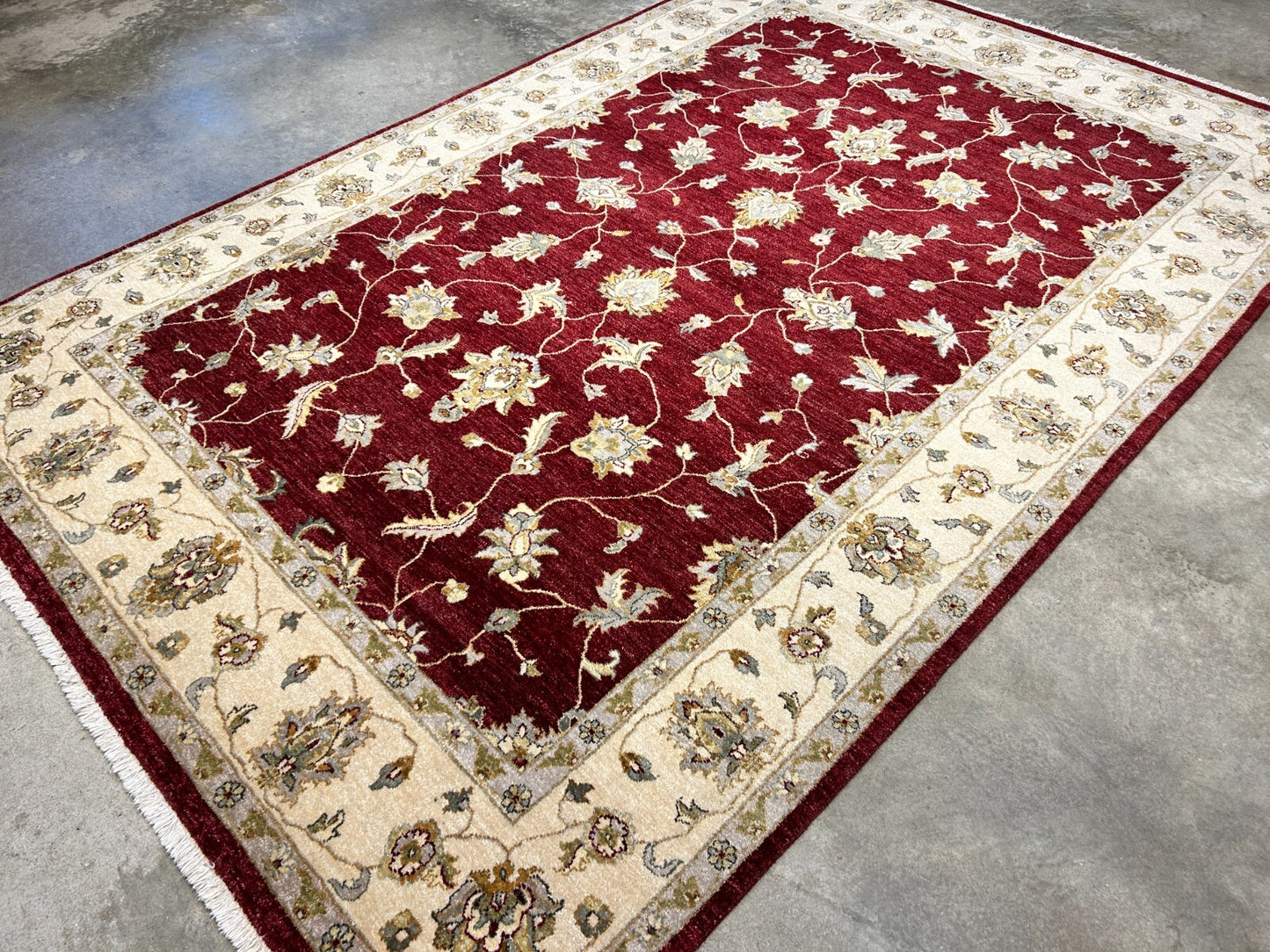 6'7"x9'9" Hand-Knotted 100% Wool Pile Indian Agra Carpet - Area Rug