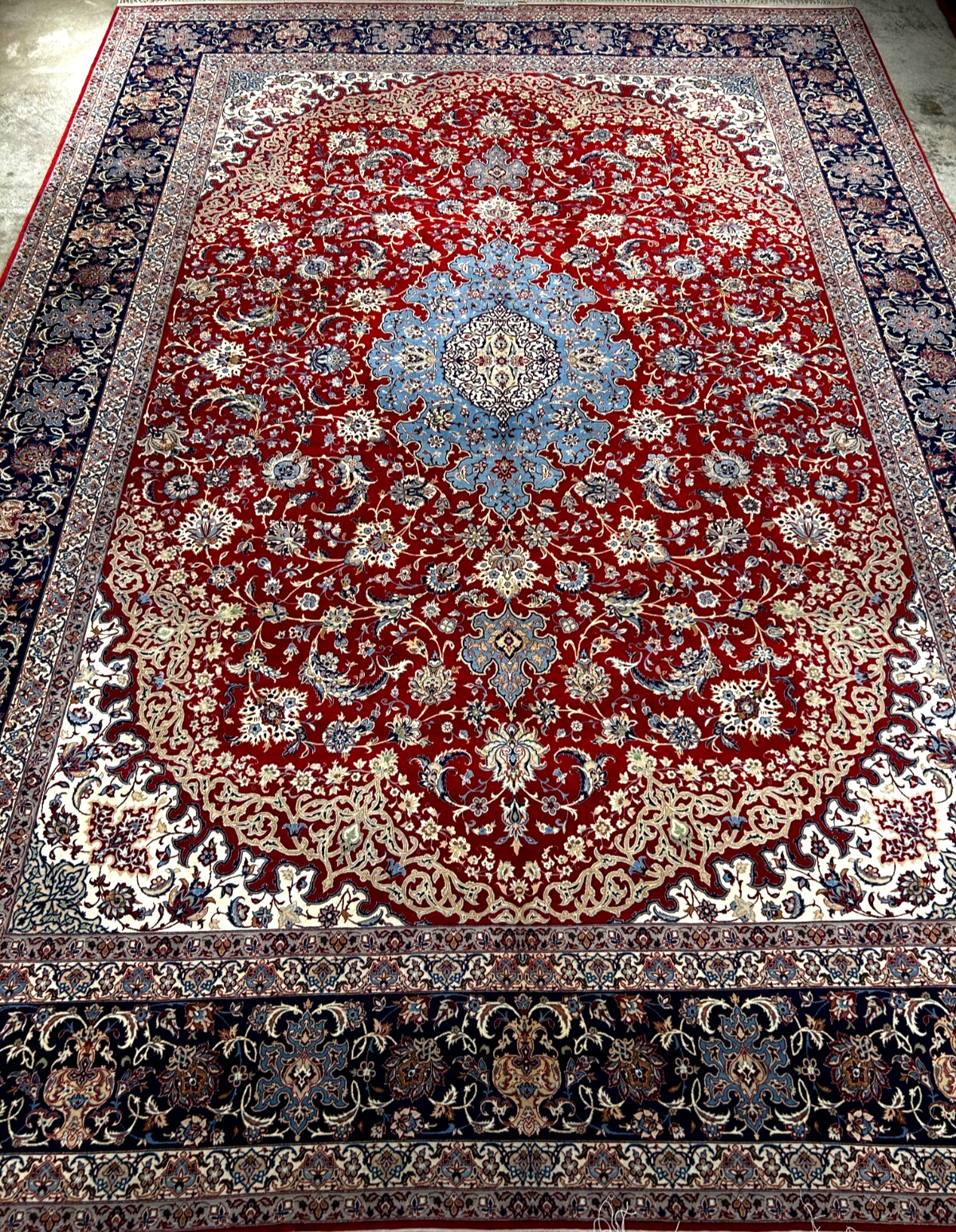 8'10"x12'4" Extra Fine Hand-Knotted Wool & Silk Isfahane Zolfaghari Rug
