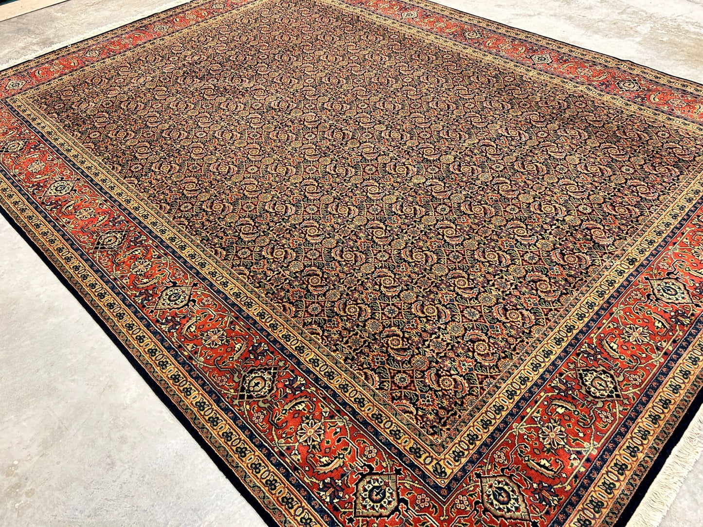 9'x12' Fine Hand-Knotted 100% Wool Pile Herati Design Carpet - Area Rug