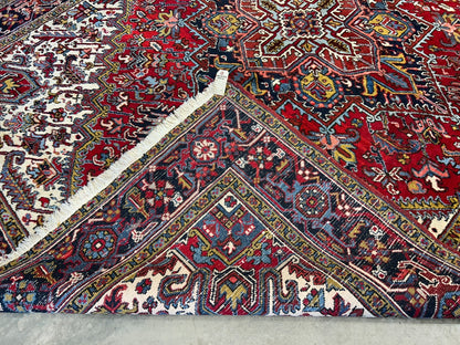 8'2"x10'8" Vintage Hand-Knotted 100% Wool Pile Herize Area Rug - Carpet