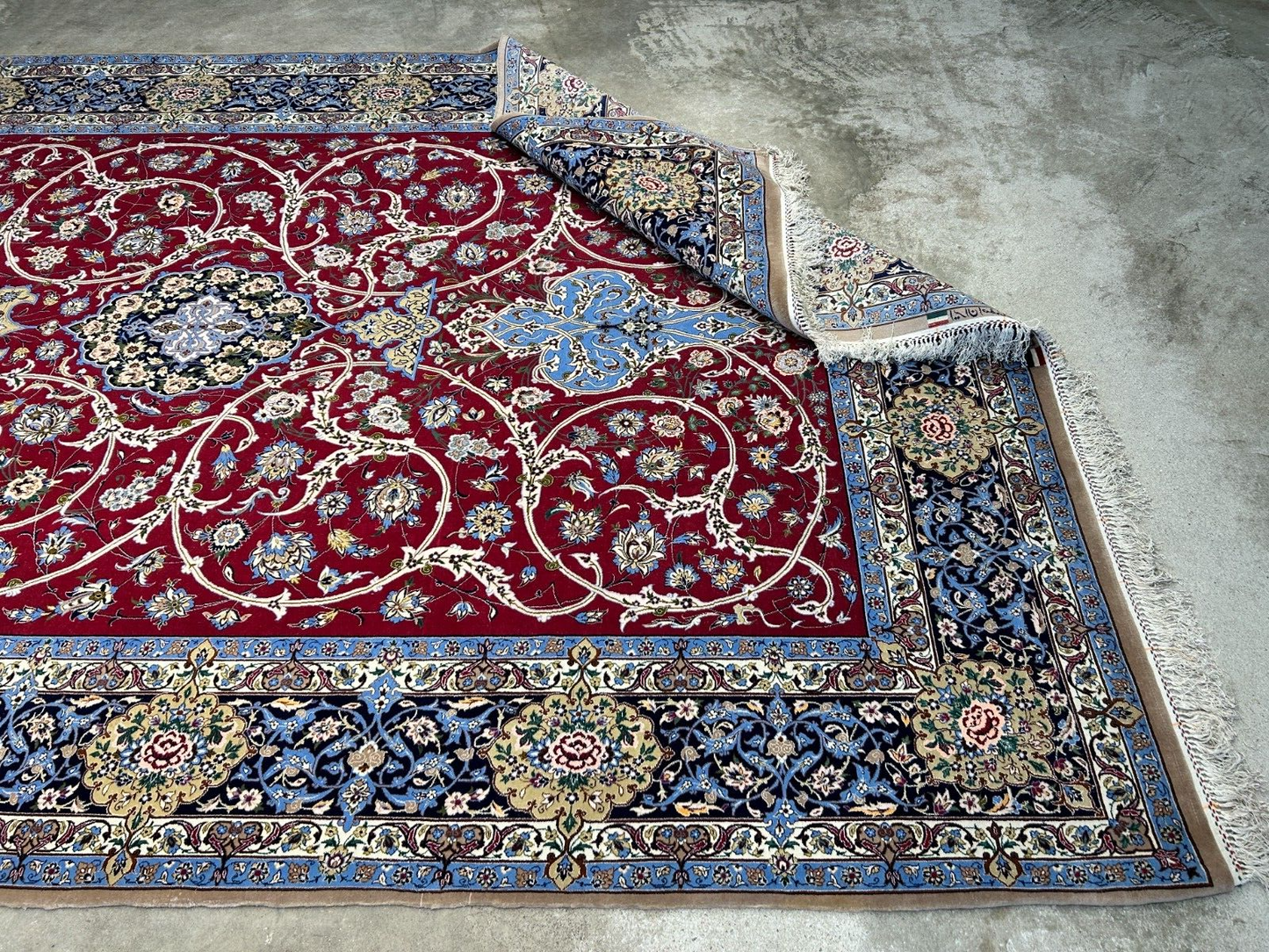 6'10"x10'4"Extra Fine Hand-Knotted Wool & Silk Isfahane Rug - Area Carpet
