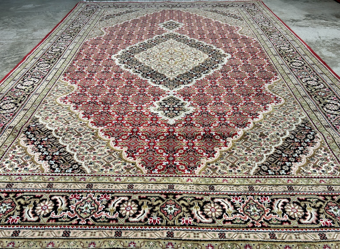 6'1"x8'9" Hand-Knotted 100% Wool Pile Tabrize Design Carpet - Area Rug
