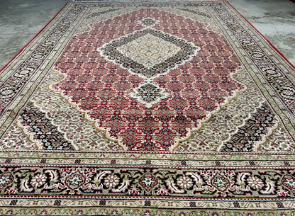 6'1"x8'9" Hand-Knotted 100% Wool Pile Tabrize Design Carpet - Area Rug