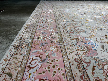 8'2"x11'8" Extra Fine 80-Raj Hand-Knotted Wool & Silk Tabrize Rug