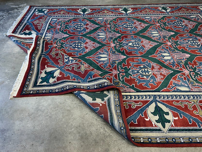 9'x12' Hand-Knotted 100%  Wool Pile All-Over Area Rug