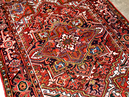 4'10" x 6'4" Fine Hand-Knotted 100% Wool Geometric Herize Area Rug - Carpet